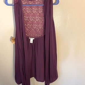 Purple sleeveless cardigan